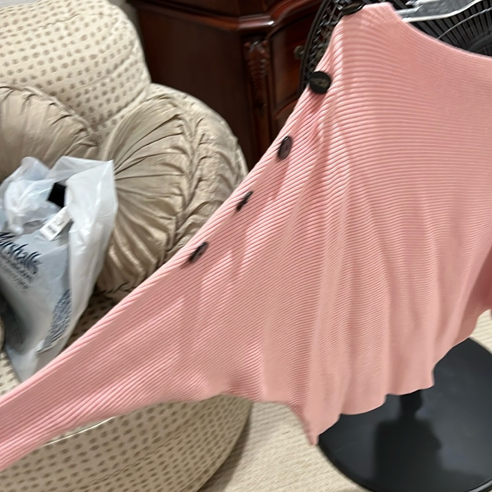 Pink boat neck sweater with dolman sleeves